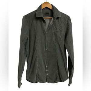 Patrizia Pepe Button Up Slim Fit Corduroy Shirt Men's Sz 46 (S) Grey Lightweight